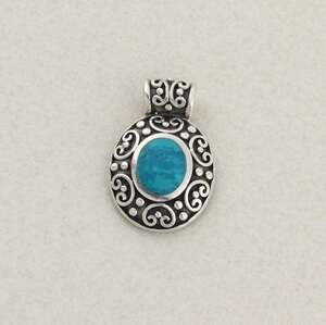Pendant Only Sterling Silver Natural Turquoise  Pendant 1 1/4" x 7/8" inch